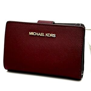 Michael Kors Medium Bifold Zip Chain Wallet Ox Blood